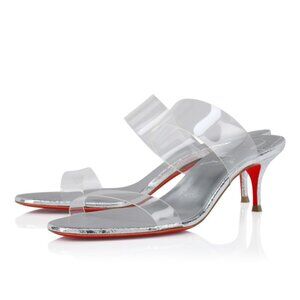 CHRISTIAN LOUBOUTIN 55mm Just Nothing Clear Slide silver heels size 36